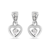 14K White Gold 1/6 Cttw Diamond Dangle Heart Stud Earrings (H-I, SI2-I1)