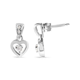 14K White Gold 1/6 Cttw Diamond Dangle Heart Stud Earrings (H-I, SI2-I1)