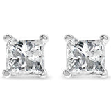 14K White Gold Clarity-Enhanced Certified Princess Diamond Stud Earrings (1/2 cttw, H-I Color, I1-I2 Clarity)