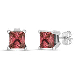 .925 Sterling Silver 1 Miracle Set Princess-cut Diamond Solitaire Stud Earrings (H-I Color, I1-I2 Clarity)