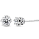 14K White Gold 1/2 Cttw Round Diamond Crown Stud Earring (I-J Color, I1-I2 Clarity)