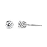 14K White Gold 1/2 Cttw Round Diamond Crown Stud Earring (I-J Color, I1-I2 Clarity)