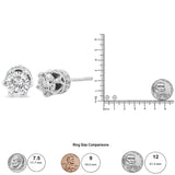 14K White Gold 1.0 Cttw Round Cut Prong-Set Diamond Crown Stud Earring (I-J Color, I1-I2 Clarity)