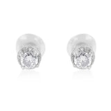 14K White Gold Treated Blue Round Cut Diamond Stud Earrings (0.5 cttw, H-I Color, SI2-I1 Clarity)