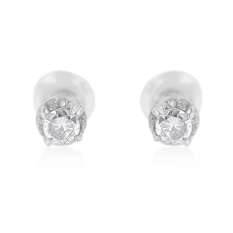 14K White Gold Treated Blue Round Cut Diamond Stud Earrings (0.5 cttw, H-I Color, SI2-I1 Clarity)