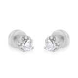 14K White Gold Treated Blue Round Cut Diamond Stud Earrings (0.5 cttw, H-I Color, SI2-I1 Clarity)