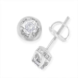 14K White Gold Treated Blue Round Cut Diamond Stud Earrings (0.5 cttw, H-I Color, SI2-I1 Clarity)