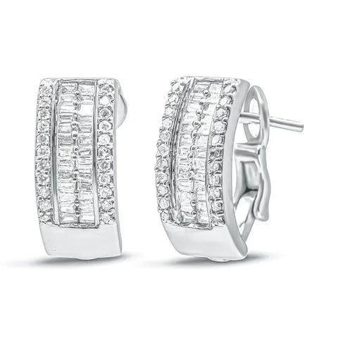 14K White Gold 1 cttw Diamond Huggy Earrings (H-I, SI2-I1)