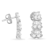 14K White Gold 7/8ct. TDW Round and Baguette-cut Diamond Earrings (H-I,SI2-I1)