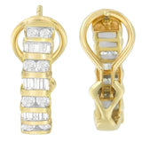 14K Yellow Gold Round and Baguette-cut Diamond Earrings (1 1/2 cttw, H-I Color, SI2-I1 Clarity)