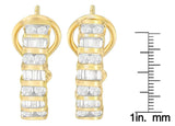 14K Yellow Gold Round and Baguette-cut Diamond Earrings (1 1/2 cttw, H-I Color, SI2-I1 Clarity)