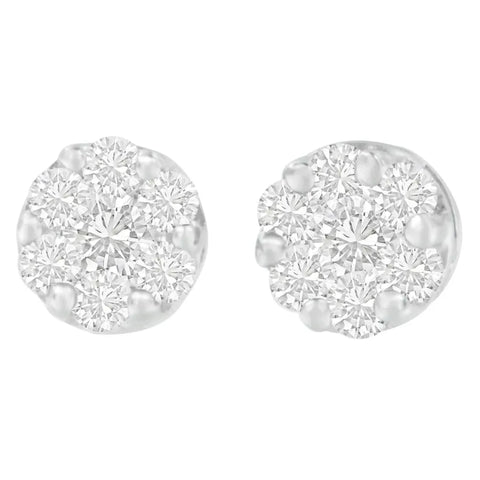 14K White Gold 1 1/4 cttw Round Cut Diamond Earrings (H-I, SI2-I1)