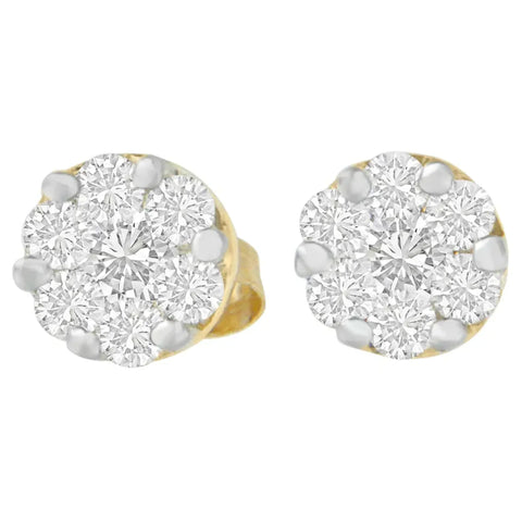 14K Yellow Gold 3/4 cttw Round Cut Diamond Stud Earring (I-J, SI2-I1)