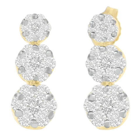 14K Yellow Gold Round-cut Diamond Earring (2 cttw, I-J Color, VS1-VS2 Clarity)