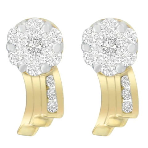 14K Yellow Gold 7/8 cttw Round Cut Diamond Earrings (I-J, SI1-SI2)