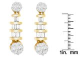 14K Yellow Gold 3/4ct. TDW Round and Baguette-cut Diamond Earrings(H-I,SI1-SI2)
