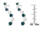 14K White Gold 1 cttw Round Cut Diamond Treated Blue Earrings (H-I, I1-I2)