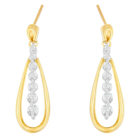 14K Two Toned Gold Dangling Diamond Drop Earrings (1.00cttw, H-I color,SI1-SI2 clarity)