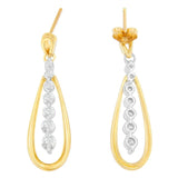 14K Two Toned Gold Dangling Diamond Drop Earrings (1.00cttw, H-I color,SI1-SI2 clarity)