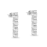 14K White Gold 1 1/3 cttw Round And Baguette Cut Diamond Earrings (H-I, SI2-I1)