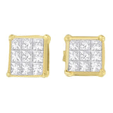 14K Yellow Gold 1/2 cttw Princess Cut Diamond Earrings (H-I, VS1-VS2)