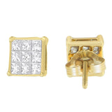 14K Yellow Gold 1/2 cttw Princess Cut Diamond Earrings (H-I, VS1-VS2)