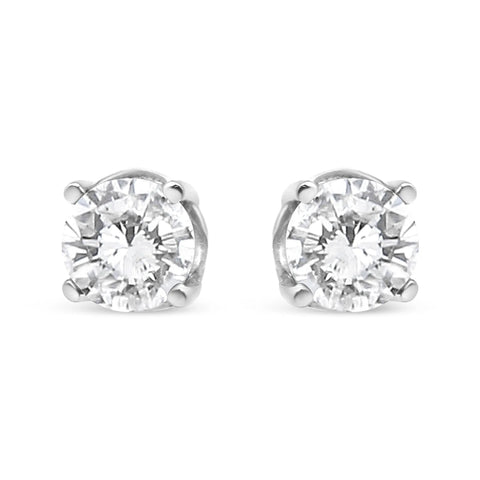 14K White Gold 3/4 Cttw Lab Grown Diamond 4-Prong Classic Stud Earrings (F-G Color, VS2-SI1 Clarity)