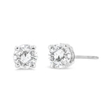 14K White Gold 3/4 Cttw Lab Grown Diamond 4-Prong Classic Stud Earrings (F-G Color, VS2-SI1 Clarity)