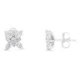 14K White Gold Marquise Diamond Flower Stud Earring (1.00 cttw, H-I Color, SI1-SI2 Clarity)