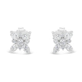 14K White Gold Marquise Diamond Flower Stud Earring (1.00 cttw, H-I Color, SI1-SI2 Clarity)