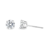 14K White Gold 1.00 Cttw Round Brilliant-Cut Diamond Classic 4-Prong Stud Earrings with Screw Backs (H-I Color, I1-I2 Clarity)