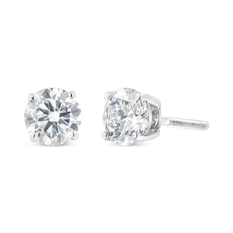 14K White Gold 1 1/2 Cttw Lab Grown Diamond Solitaire Stud Earrings with Screwbacks (F-G Color, VS2-SI1 Clarity)