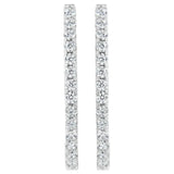 14K White Gold 2.0 Cttw Round Brilliant Cut Diamond Oblong Hinged Leverback Hoop Earrings (I-J Color, I1-I2 Clarity)