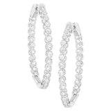 14K White Gold 2 cttw Diamond Hoop Earrings (I-J Clarity, I1-I2 Color)