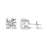 14K White Gold Round Brilliant-Cut Lab Grown Diamond Classic 4-Prong Stud Earrings with Screw Backs (G-H Color. VS1-VS2 Clarity)