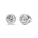 14K White Gold Lab Grown Diamond Screw-Back Classic Bezel Solitaire Stud Earrings (G-H Color, VS2-SI1 Clarity)