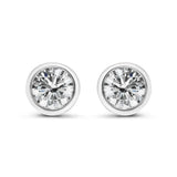 14K White Gold Lab Grown Diamond Screw-Back Classic Bezel Solitaire Stud Earrings (G-H Color, VS2-SI1 Clarity)