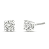 14K Gold 1.0 Carat Round Brilliant Cut Lab Grown White Diamond 4-Prong Classic Solitaire Stud Earrings - Pack Of: 1