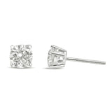 14K Gold 1.0 Carat Round Brilliant Cut Lab Grown White Diamond 4-Prong Classic Solitaire Stud Earrings - Pack Of: 1