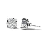 14K White Gold 2.00 Cttw Lab Grown Diamond Cluster Stud Earrings (G-H Color, VS1-VS2 Clarity)