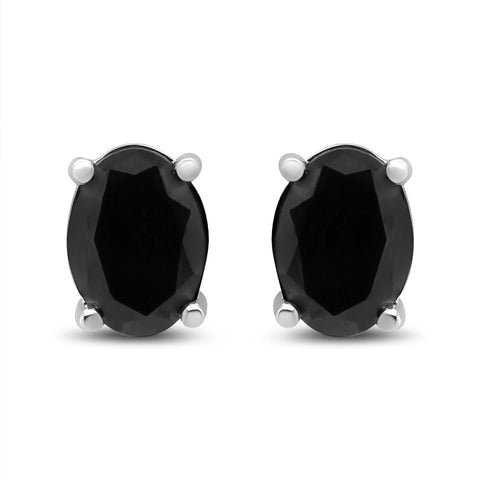 14K White Gold 1/2 Cttw Round Brilliant-Cut Black Diamond Classic 4-Prong Stud Earrings with Screw Backs (Fancy Color-Enhanced, I2-I3 Clarity)