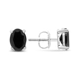 14K White Gold 1/2 Cttw Round Brilliant-Cut Black Diamond Classic 4-Prong Stud Earrings with Screw Backs (Fancy Color-Enhanced, I2-I3 Clarity)