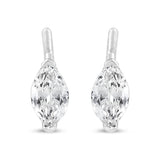 14K White Gold 1/2 Cttw 2 Prong Set Marquise Solitaire Lab Grown Diamond Stud Earrings (F-G Color, VS2-SI1 Clarity)