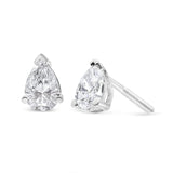 14K White Gold Pear Shape Solitaire Lab Grown Diamond Stud Earrings (F-G Color, VS2-SI1 Clarity)