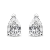 14K White Gold Pear Shape Solitaire Lab Grown Diamond Stud Earrings (F-G Color, VS2-SI1 Clarity)