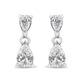 14K White Gold Pear Shape Lab Grown Diamond Dangle Stud Earrings (G-H Color, VS2-SI1 Clarity)