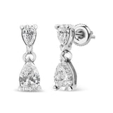 14K White Gold Pear Shape Lab Grown Diamond Dangle Stud Earrings (G-H Color, VS2-SI1 Clarity)