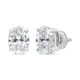 14K White Gold Lab Grown Oval Solitaire Diamond Stud Earrings (F-G Color, VS2-SI1 Clarity)