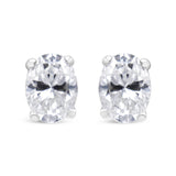 14K White Gold Lab Grown Oval Solitaire Diamond Stud Earrings (F-G Color, VS2-SI1 Clarity)