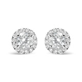 14K White Gold Lab Grown Diamond Solitaire Stud Earrings with Halo (2.00 Cttw, F-G Color, VS2-SI1 Clarity